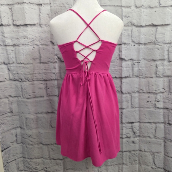 Everly Hot Pink Mini Dress With Strapy Back Size Small - Picture 8 of 13
